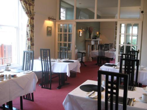Sunlit hotel breakfast room
